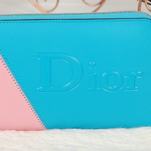 dior zippy wallet calfskin 118 skyblue&pink